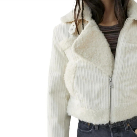 Urban outfitters corduroy sherpa cropped BDG Salem jacket - Picture 2 of 5